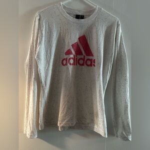Adidas 3 Stripe Confetti White Pink Long Sleeve Womens Shirt Large